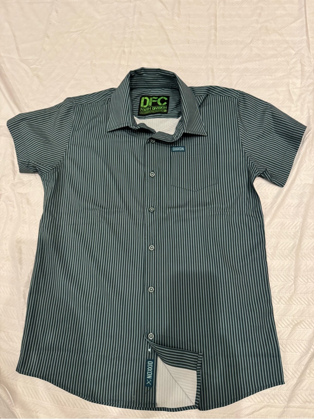 DIXXON YOUTH Short-Sleeve Stripe Button-Up Shirt - Teal/Black